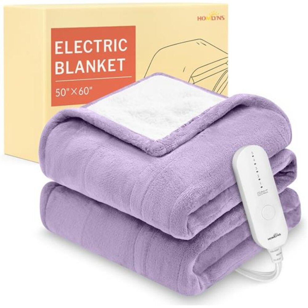 Heated Blanket Electric Blanket, Soft Flannel Sherpa Heated